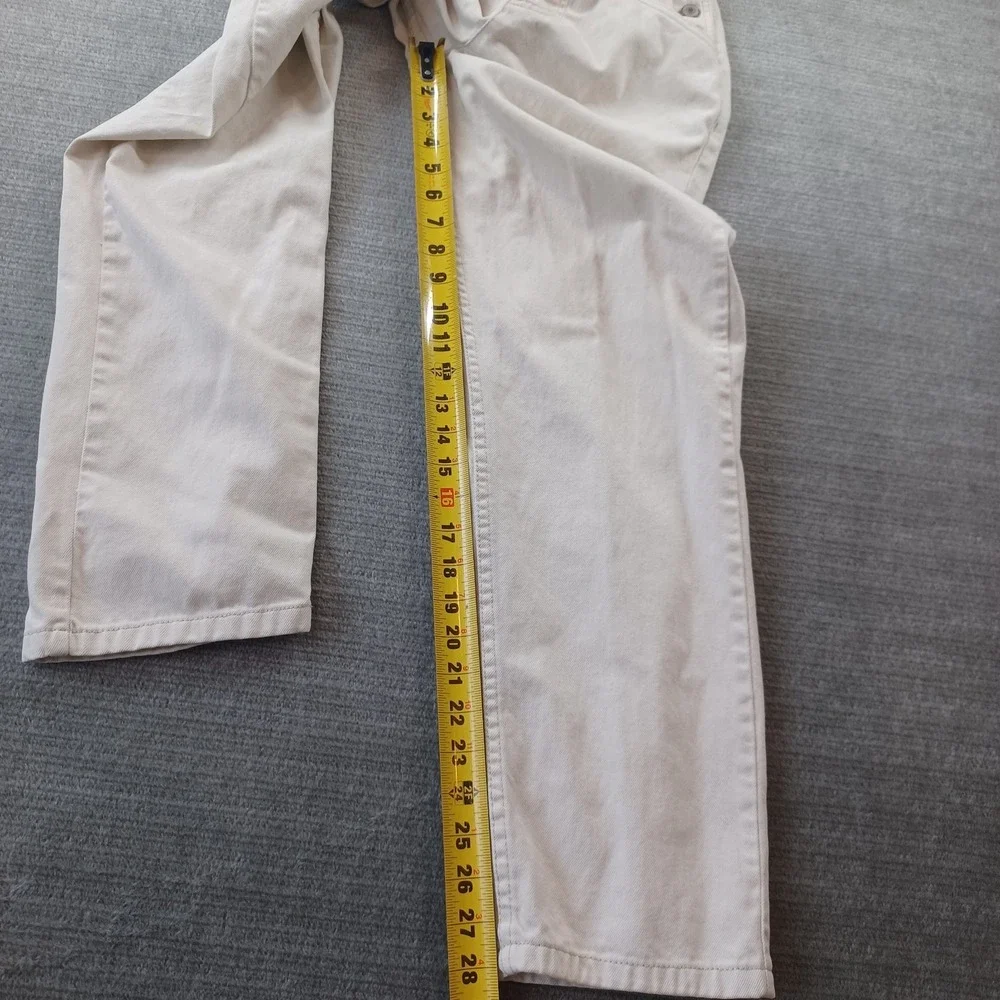 We the free Winter White Cream Ivory Denim Overalls Womens XS 28" Inseam - Picture 6 of 10